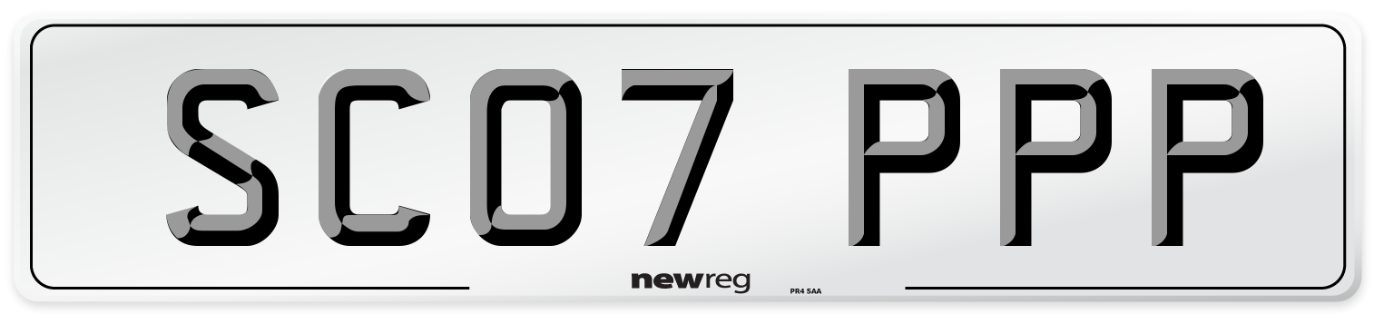 SC07 PPP Number Plate from New Reg